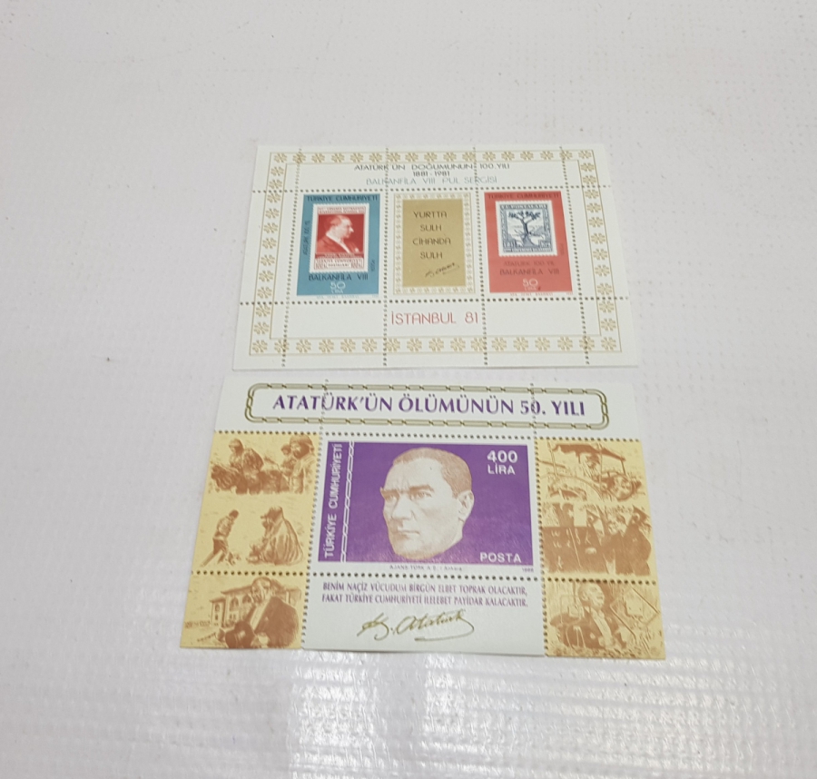 ATATÜRK'ÜN DOĞUMU VE ÖLÜMÜYLE İLGİLİ NADİR BLOK PULLAR