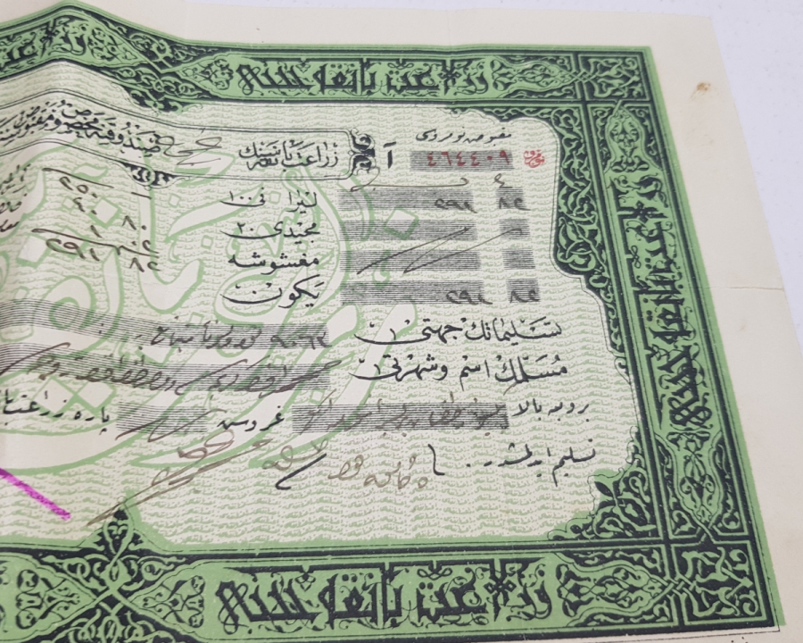 OSMANLICA ZİRAAT BANKASI ÇEK