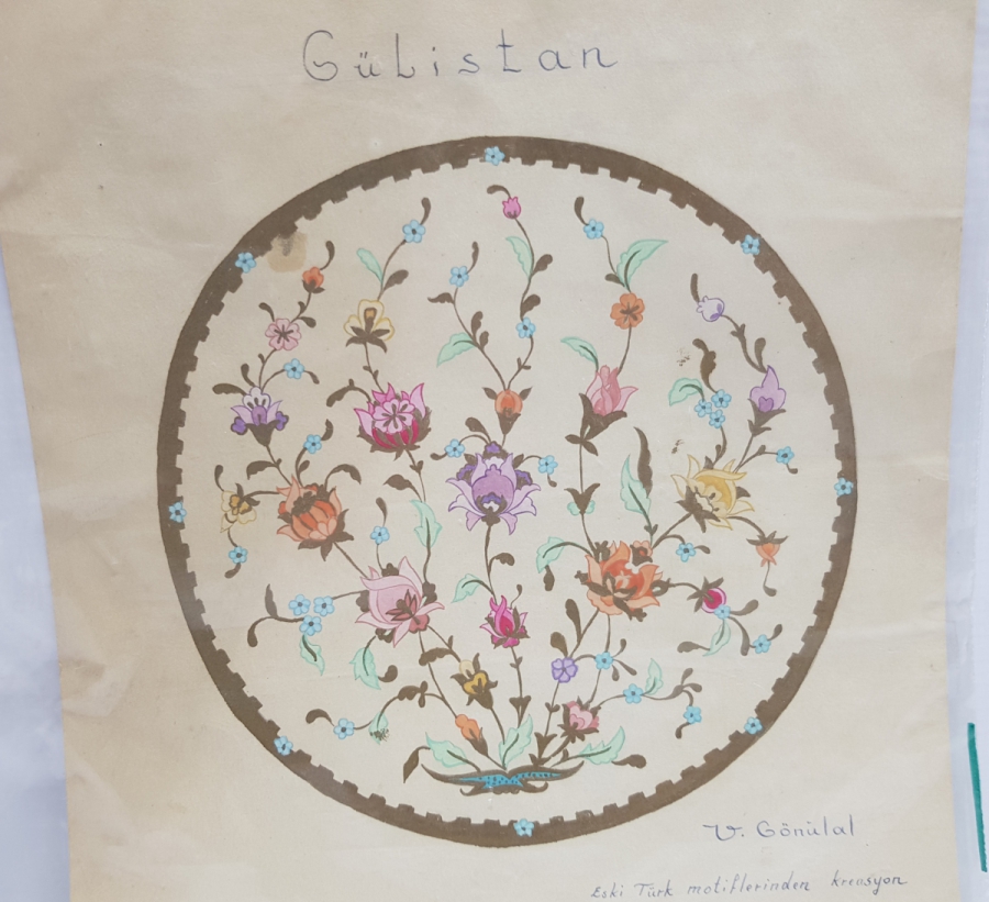 EL ÇİZİMİ GÜLİSTAN ÇİNİ MOTİFİ