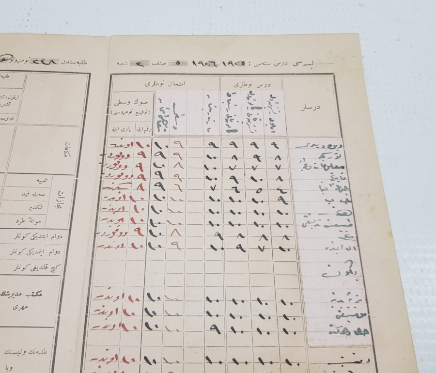 OSMANLI DÖNEMİ KADIKÖY LİSESİ ÖĞRENCİ KARNESİ