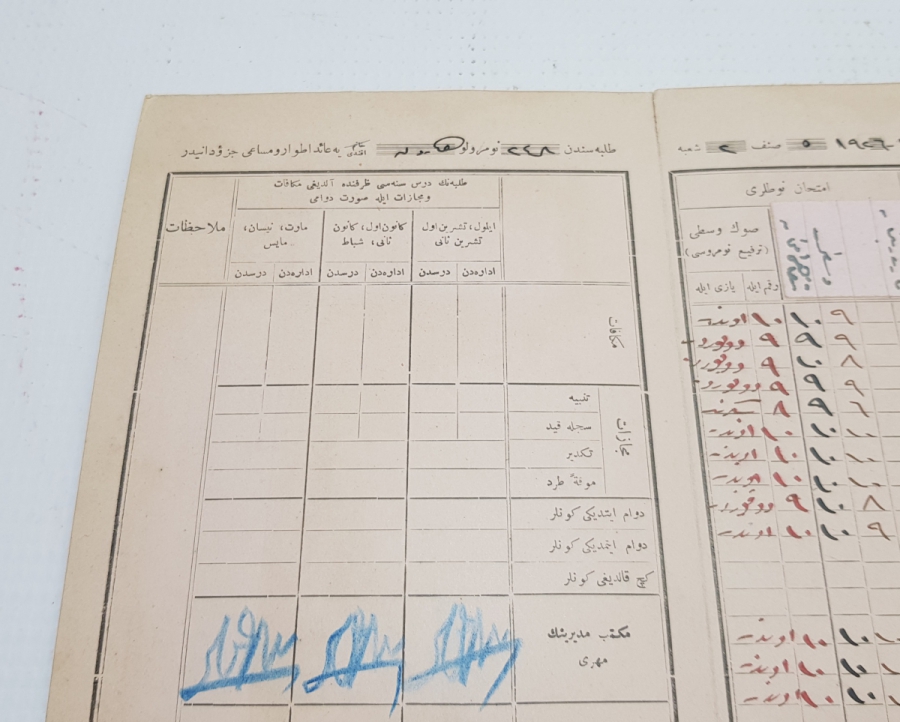 OSMANLI DÖNEMİ KADIKÖY LİSESİ ÖĞRENCİ KARNESİ