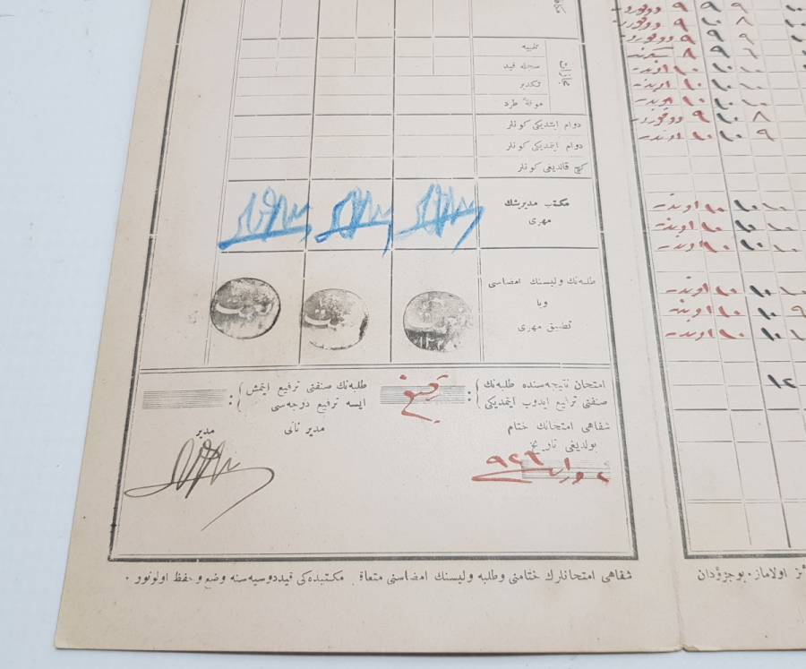 OSMANLI DÖNEMİ KADIKÖY LİSESİ ÖĞRENCİ KARNESİ