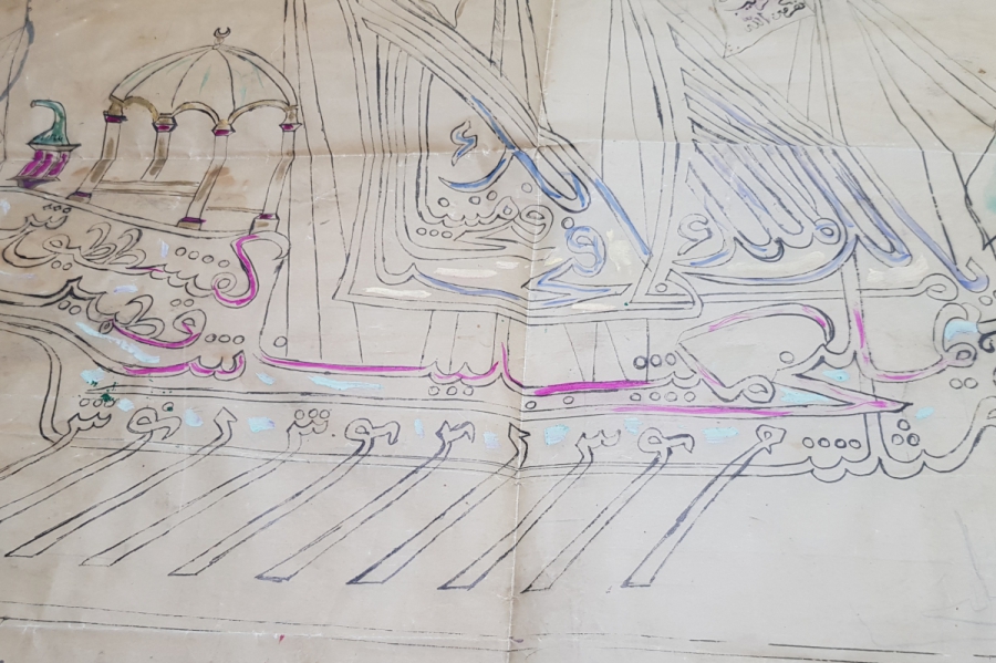 EL YAZMA AMENTÜ GEMİSİ CAM ALTI HAT LEVHA KALIBI