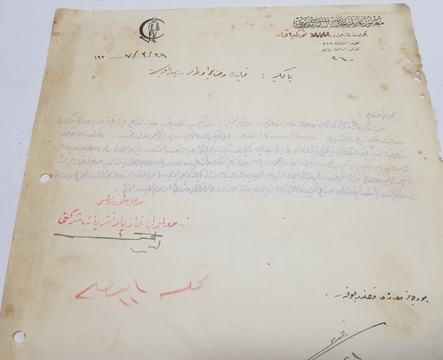 OSMANLICA MALÜL GAZİLER CEMİYETİ ANTETLİ EVRAK