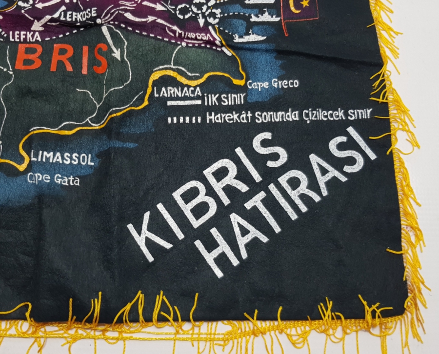 1974 KIBRIS BARIŞ HAREKATI DÖNEMİ YAPILMIŞ KIBRIS HARİTALI NADİR DUVAR PANOSU