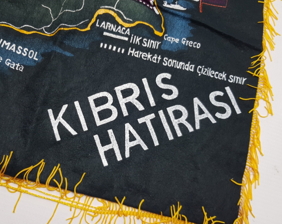 1974 KIBRIS BARIŞ HAREKATI DÖNEMİ YAPILMIŞ KIBRIS HARİTALI NADİR DUVAR PANOSU