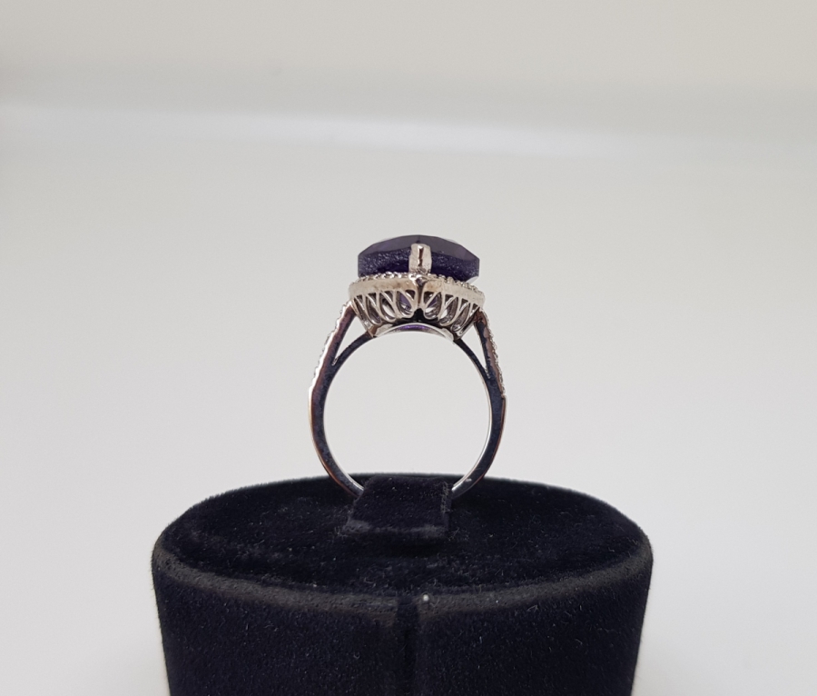 PIRLANTA VE AMETİST TAŞLI BÜYÜK DAMLA MODEL YÜZÜK