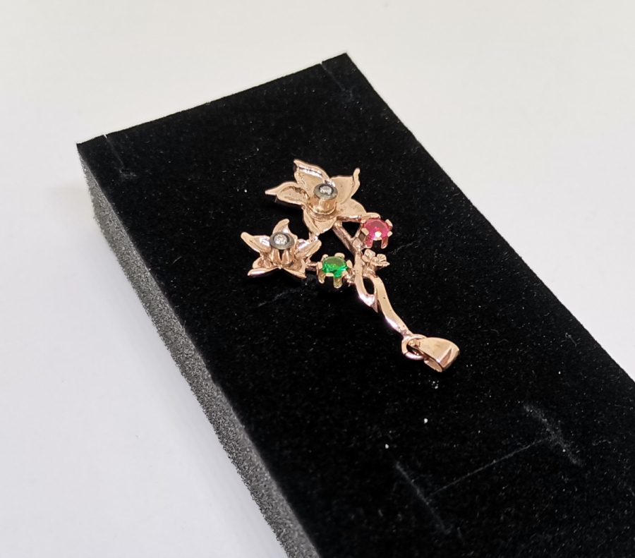 ZÜMRÜT YAKUT VE PIRLANTA TAŞLI KOLYE UCU