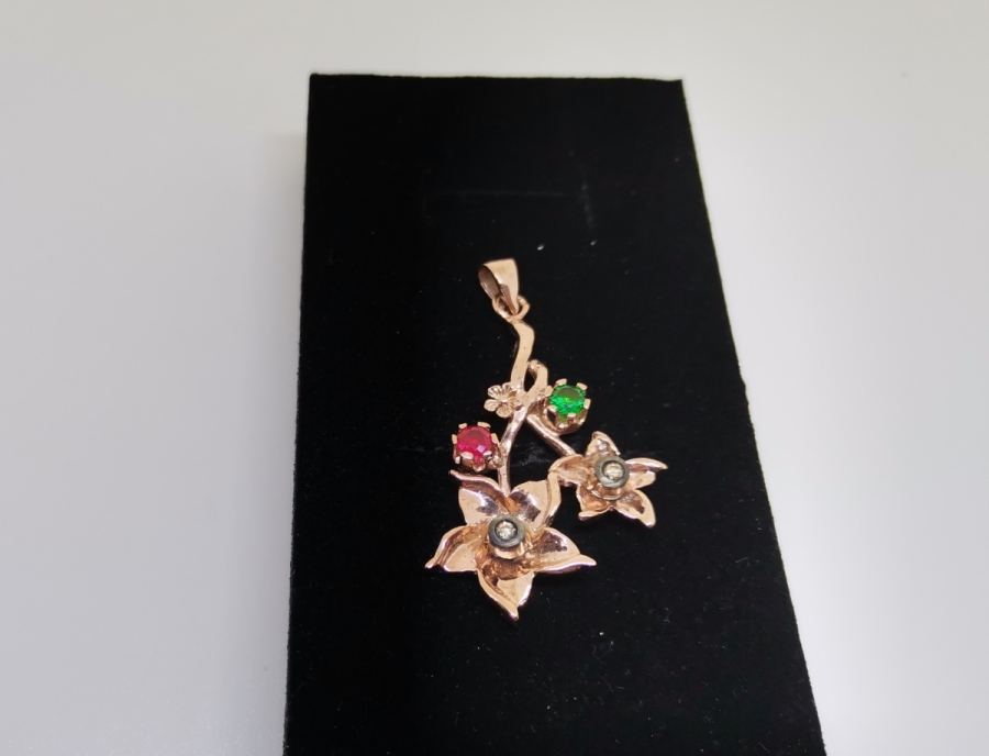 ZÜMRÜT YAKUT VE PIRLANTA TAŞLI KOLYE UCU