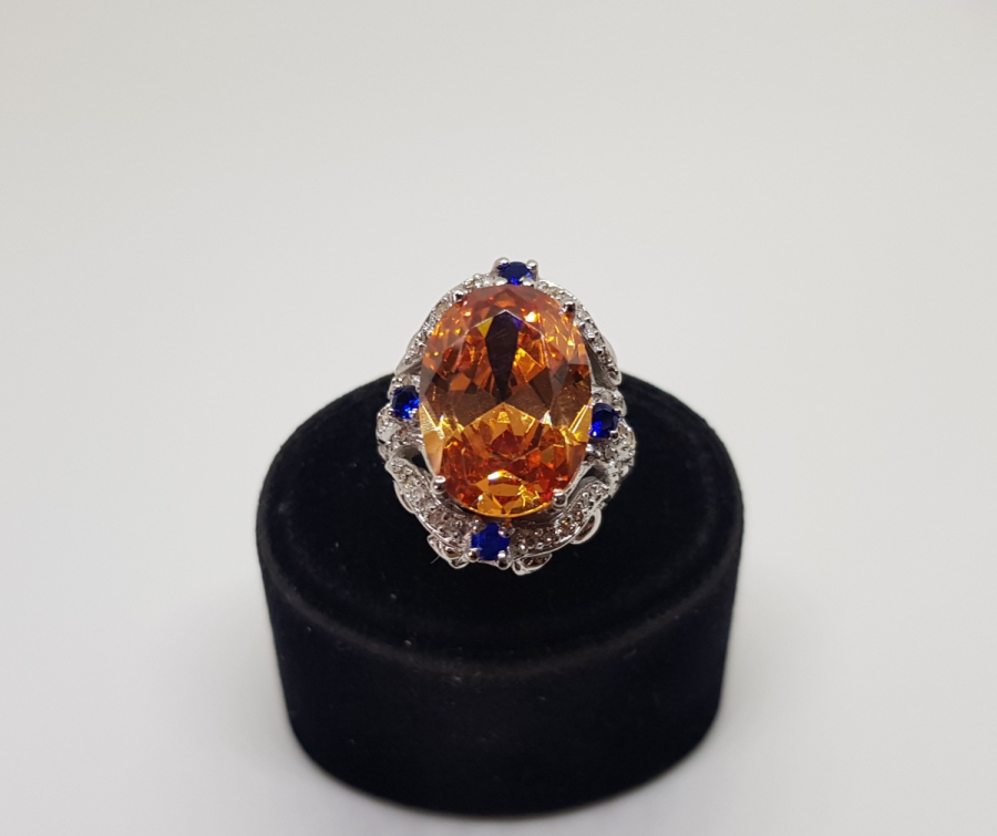 SAFİR , SİTRİN VE PIRLANTA TAŞLI YÜZÜK