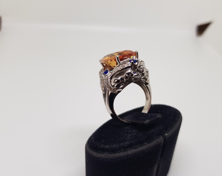 SAFİR , SİTRİN VE PIRLANTA TAŞLI YÜZÜK