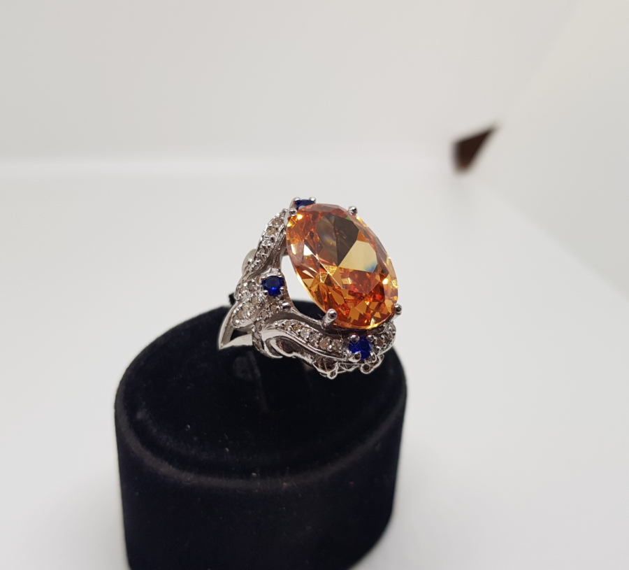 SAFİR , SİTRİN VE PIRLANTA TAŞLI YÜZÜK