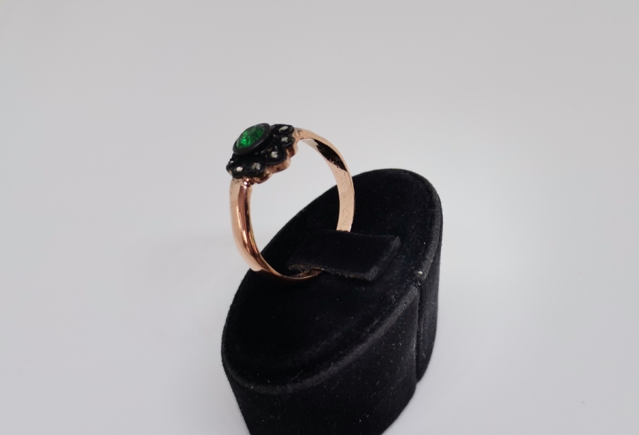 GÜL MODELLİ SİTRİN VE ELMAS TAŞLI YÜZÜK