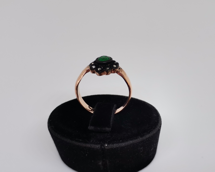 GÜL MODELLİ SİTRİN VE ELMAS TAŞLI YÜZÜK