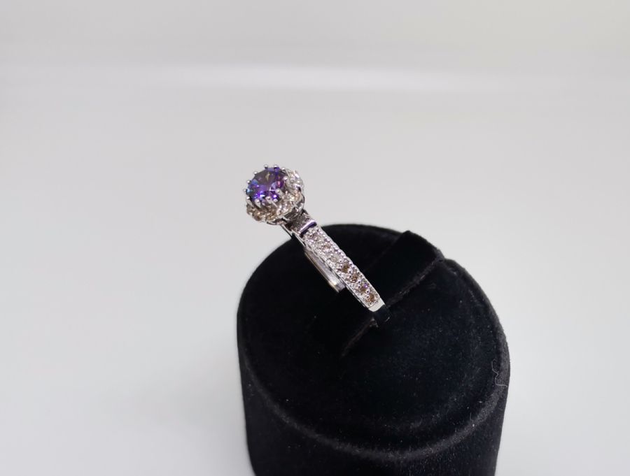 AMETİST VE PIRLANTA TAŞLI TEKTAŞ YÜZÜK