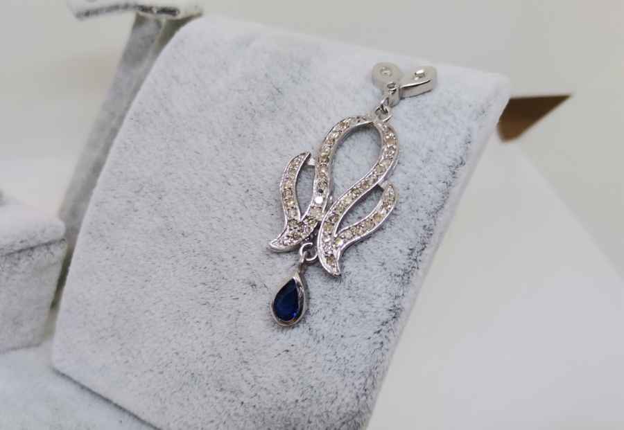 SAFİR VE PIRLANTA TAŞLI SONSUZLUK MODEL KOLYE