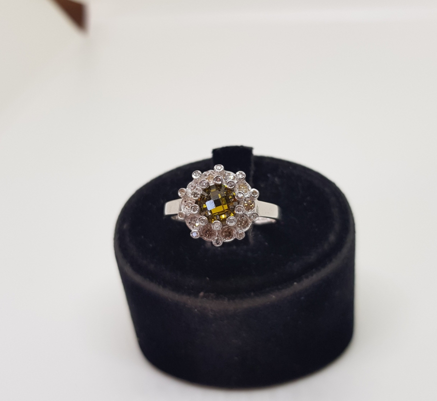 SİTRİN VE PIRLANTA TAŞLI AY MODELİ YÜZÜK