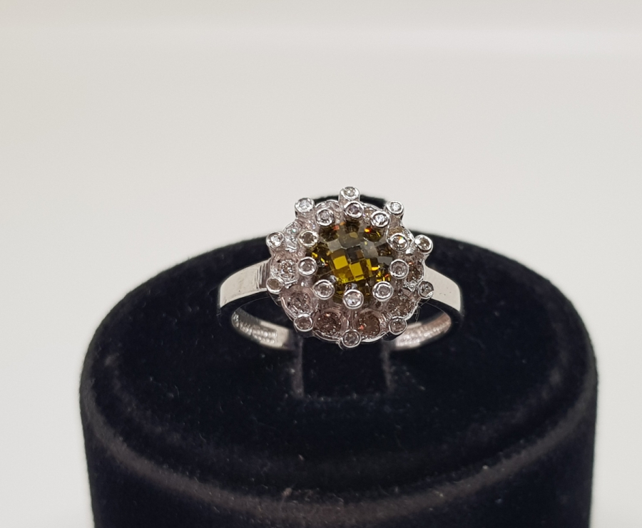 SİTRİN VE PIRLANTA TAŞLI AY MODELİ YÜZÜK