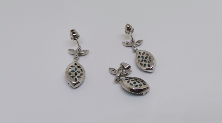 PIRLANTA VE AMETİS TAŞLI KOLYE KÜPE TAKIMI