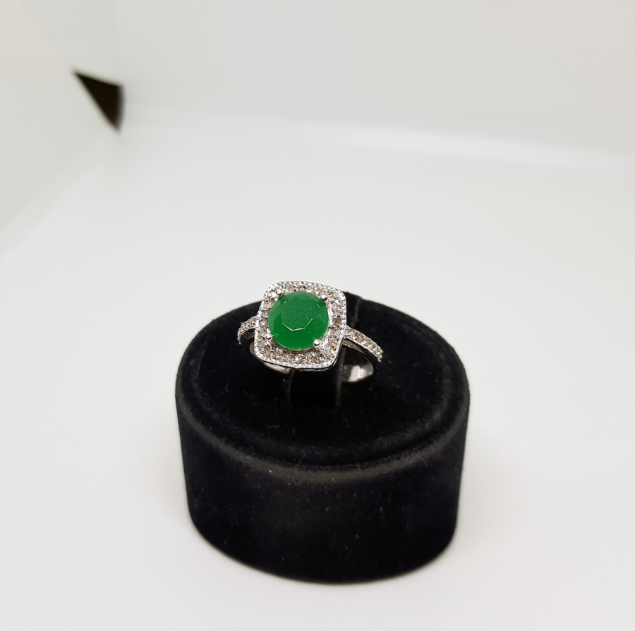 PIRLANTA VE HAM ZÜMRÜT TAŞLI YÜZÜK