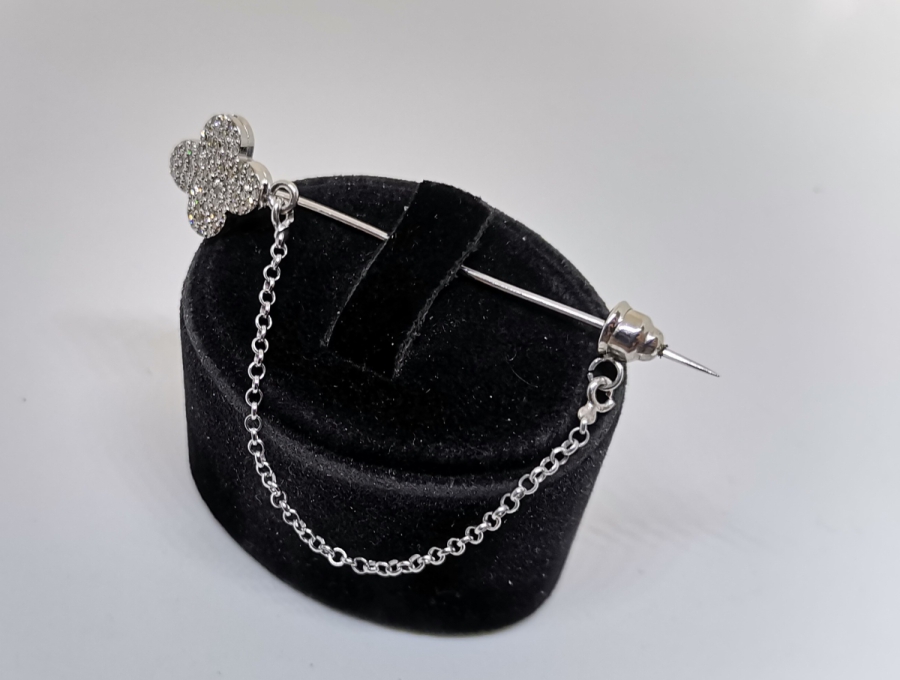 PIRLANTA TAŞLARLA SÜSLÜ YAKA İĞNESİ- BROŞ