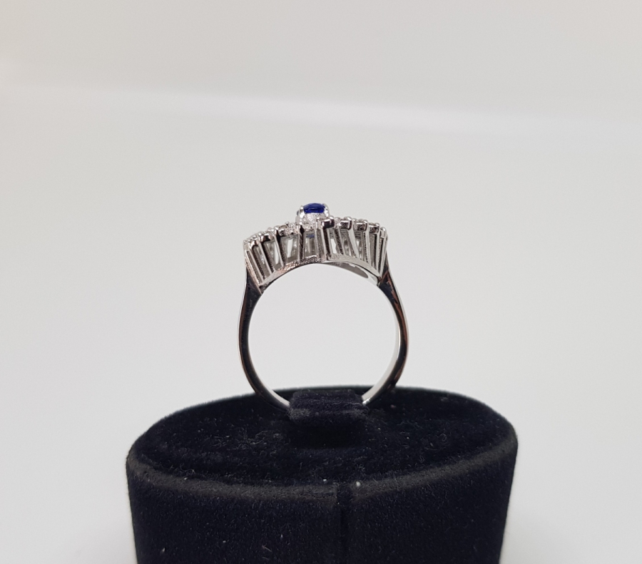 SAFİR VE PIRLANTA TAŞLI GENİŞ SONSUZLUK MODELİ YÜZÜK