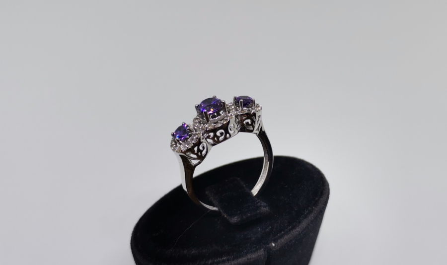 AMETİS VE PIRLANTA TAŞLI YÜZÜK