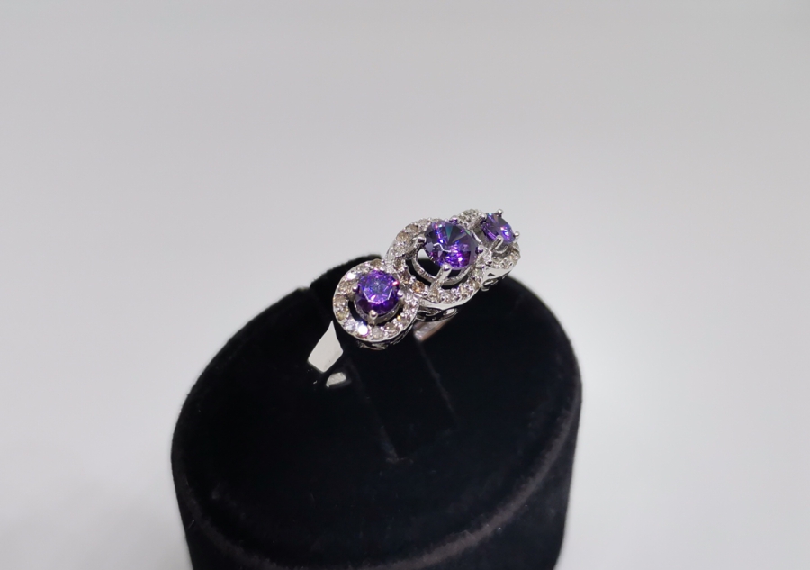 AMETİS VE PIRLANTA TAŞLI YÜZÜK