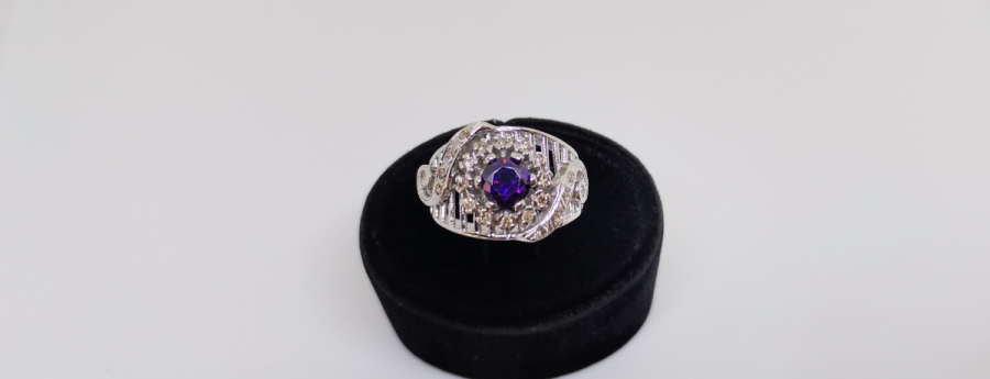 PIRLANTA VE AMETİST TAŞLI AVRUPA MODEL YÜZÜK