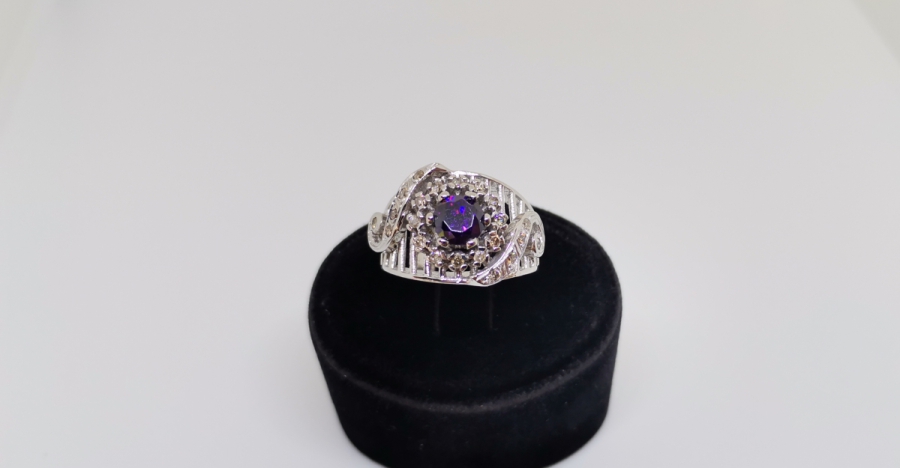 PIRLANTA VE AMETİST TAŞLI AVRUPA MODEL YÜZÜK