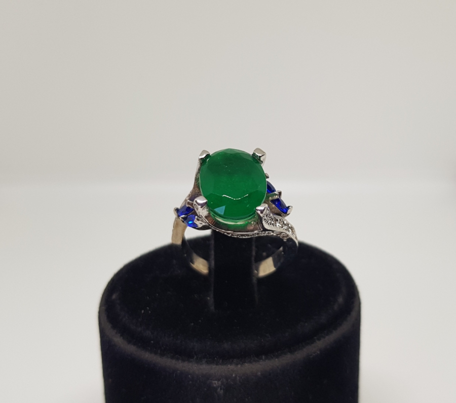 ZÜMRÜT PIRLANTA VE SAFİR TAŞLI HÜRREM MODEL YÜZÜK