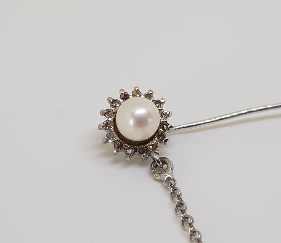 İNCİ VE PIRLANTA TAŞLI BROŞ - TÜRBAN İĞNESİ