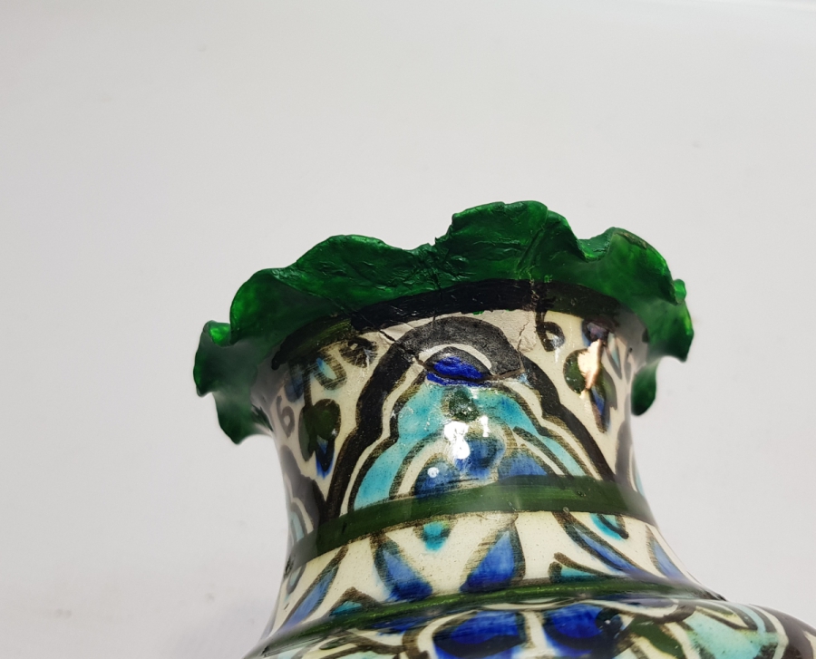 OSMANLI DÖNEMİ NADİR RENKTE BÜYÜK BOY KÜTAHYA ÇİNİ VAZO