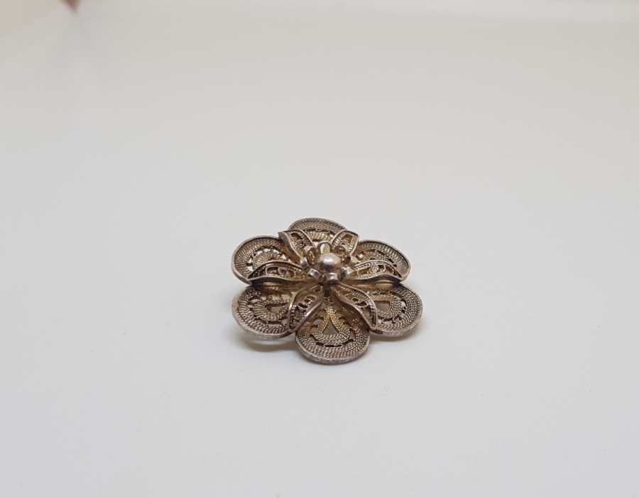 TELKARİ İŞÇİLİKLİ ÖZEL YAPIM ANTİKA GÜMÜŞ BROŞ