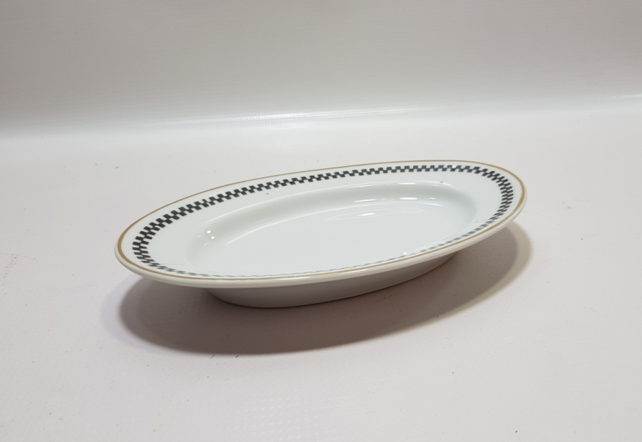 ARKASI OSMANLICA YAZILI VE ALTIN VARAKLI KAYIK TABAK - SALATA TABAĞI