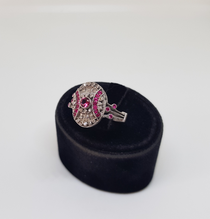 YAKUT VE PIRLANTA TAŞLI ÖZEL YAPIM FRANSIZ ARTNEU MODEL YÜZÜK