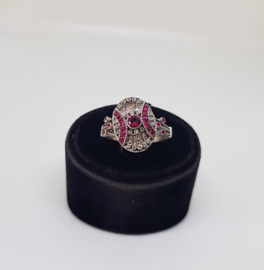 YAKUT VE PIRLANTA TAŞLI ÖZEL YAPIM FRANSIZ ARTNEU MODEL YÜZÜK