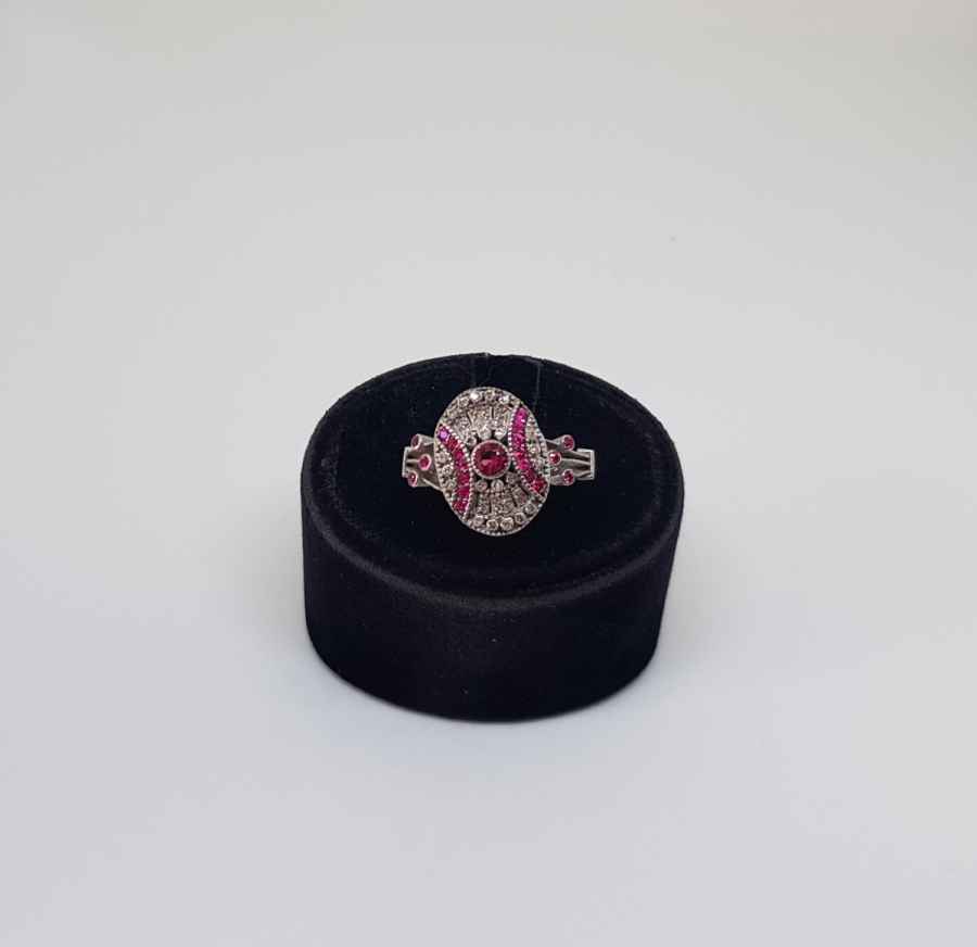 YAKUT VE PIRLANTA TAŞLI ÖZEL YAPIM FRANSIZ ARTNEU MODEL YÜZÜK