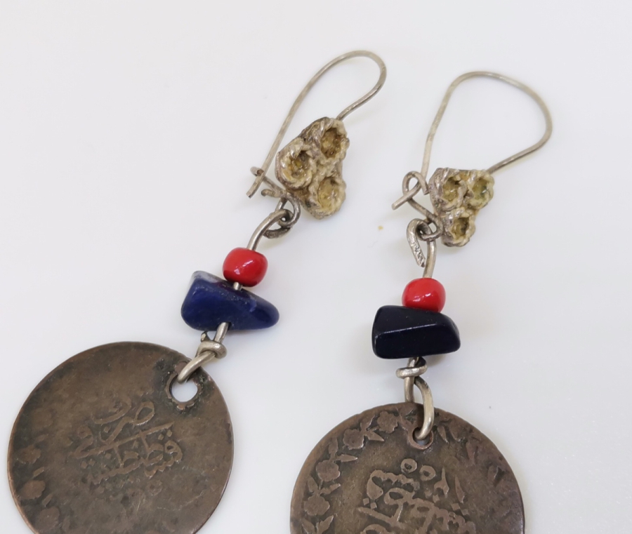 UÇLARINDA ABDÜLMECİD HAN DÖNEMİ PARALAR BULUNAN ÖZEL DİZAYN GÜMÜŞ KÜPE