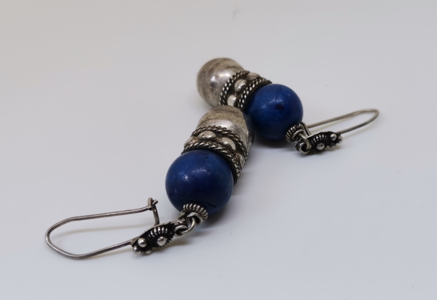 LAPİS TAŞLI ÖZEL YAPIM GÜMÜŞ KÜPE