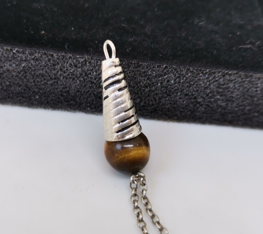 KAPLAN GÖZÜ TAŞLI GÜMÜŞ KOLYE UCU