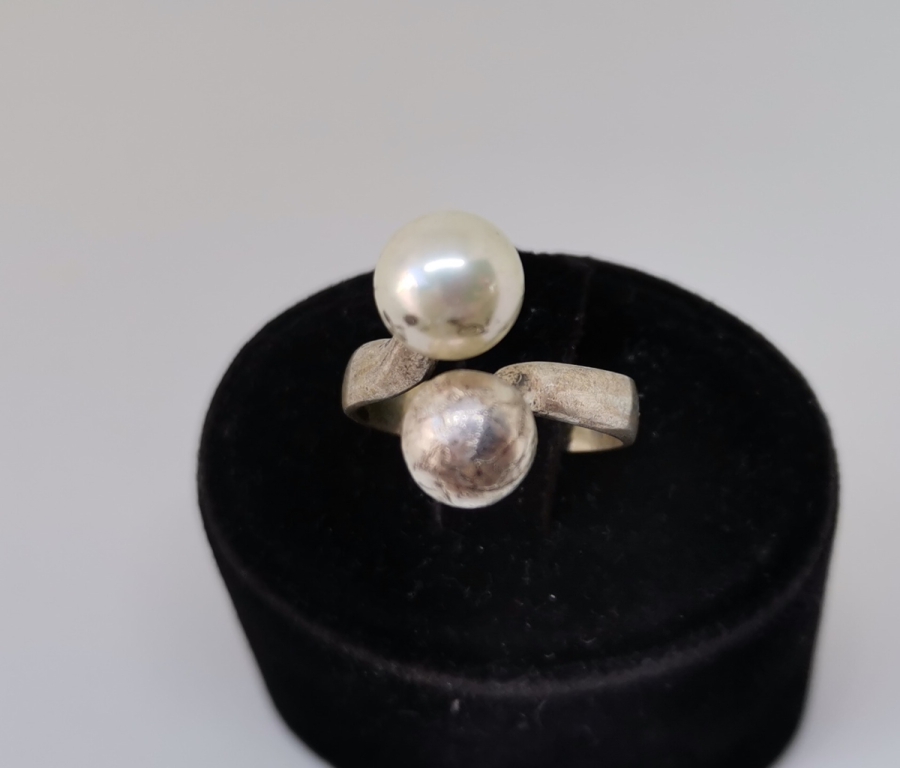 ÖZEL YAPIM İNCİLİ GÜMÜŞ YÜZÜK