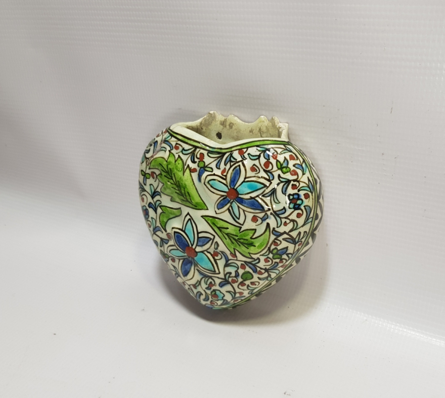 OSMANLI DÖNEMİ KÜTAHYA İŞİ ÇOK NADİR EL BOYAMA MERDİVEN ALTI KARANFİL SAKSISI