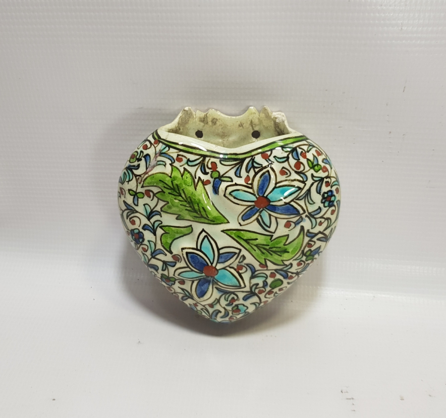 OSMANLI DÖNEMİ KÜTAHYA İŞİ ÇOK NADİR EL BOYAMA MERDİVEN ALTI KARANFİL SAKSISI