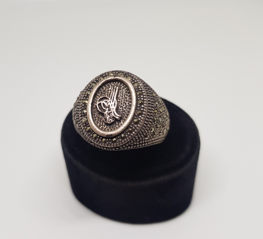 ÜZERİ MARGAZİT TAŞLI VE OSMANLI TUĞRALI GÜMÜŞ YÜZÜK