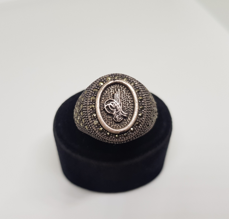 ÜZERİ MARGAZİT TAŞLI VE OSMANLI TUĞRALI GÜMÜŞ YÜZÜK