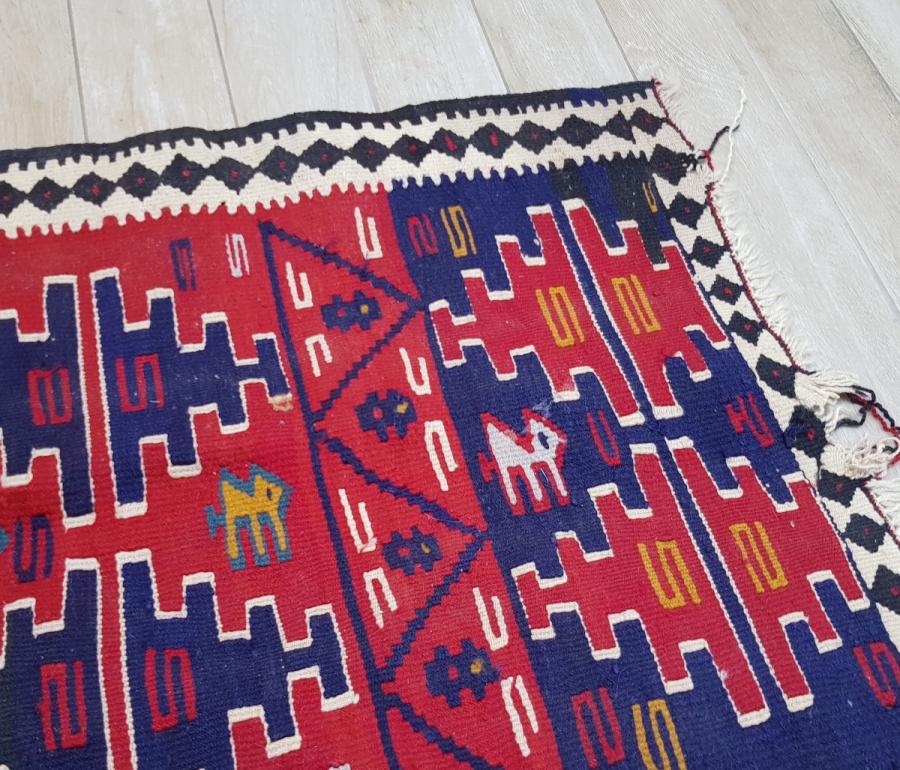 OSMANLI DÖNEMİ EL DOKUMA ÜZERİ DEVELİ YÖRÜK İŞİ KİLİM