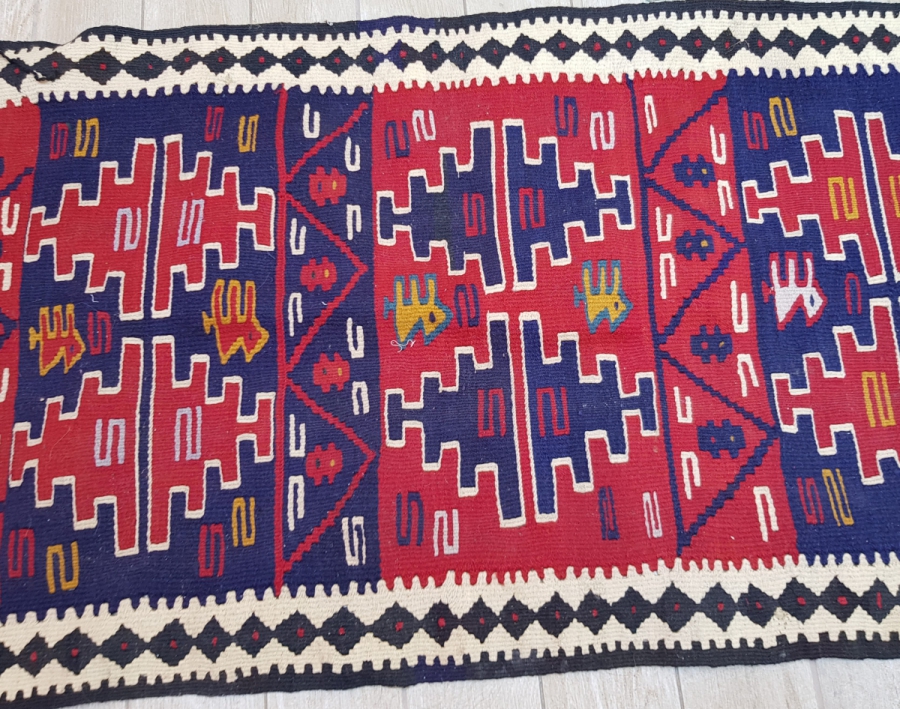 OSMANLI DÖNEMİ EL DOKUMA ÜZERİ DEVELİ YÖRÜK İŞİ KİLİM