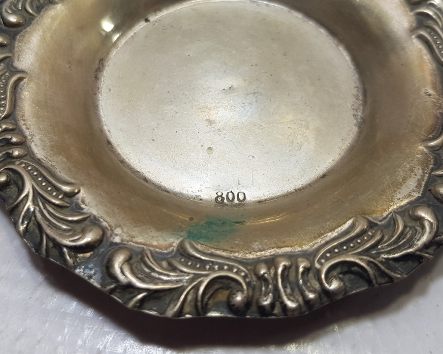 KABARTMA İŞÇİLİKLİ ANTİKA GÜMÜŞ MİNİ TABAK