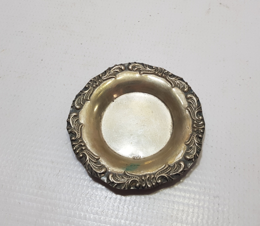 KABARTMA İŞÇİLİKLİ ANTİKA GÜMÜŞ MİNİ TABAK